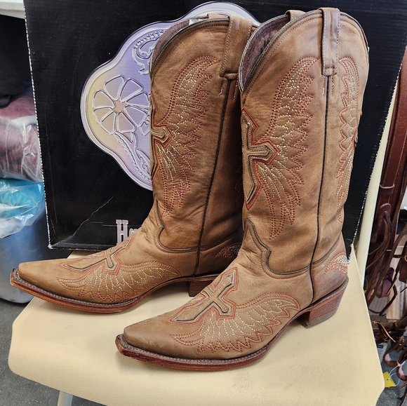 Cross Pecos Bill "Rodeo Line-dance" Leather Western boots Sz 9 - Picture 1 of 9